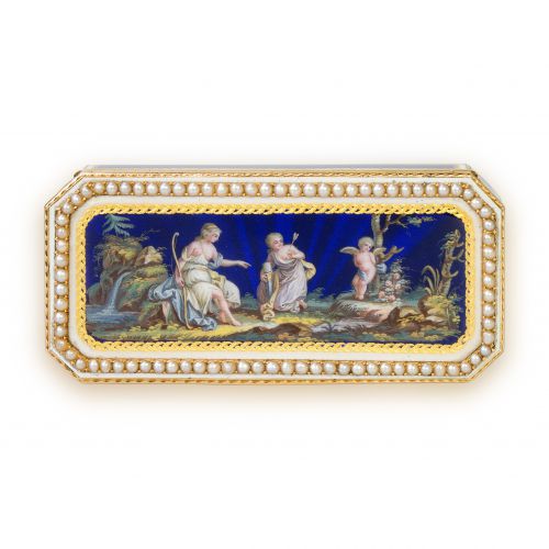 Swiss 18K Gold and Enamel Snuff Box