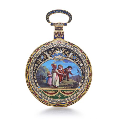 Ilbery Gold and Enamel Chinese Market Pocket Watch