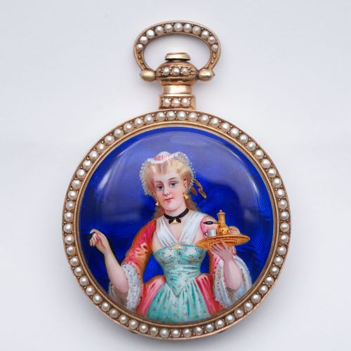 J. Ullmann & Co. Chinese Market Enamel Pocket Watch