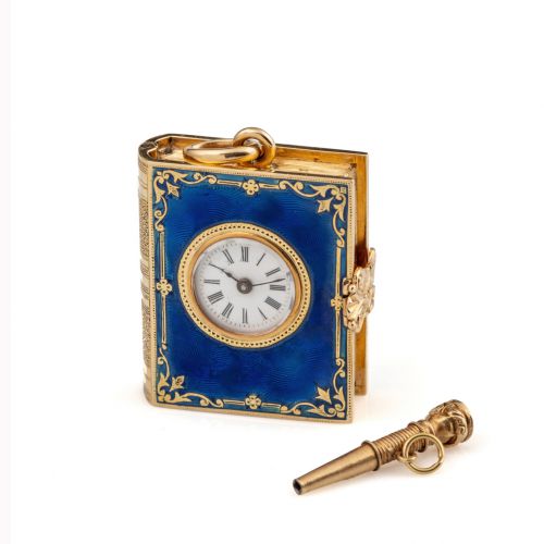 19th Century 18K Gold and Enamel Book-form Watch