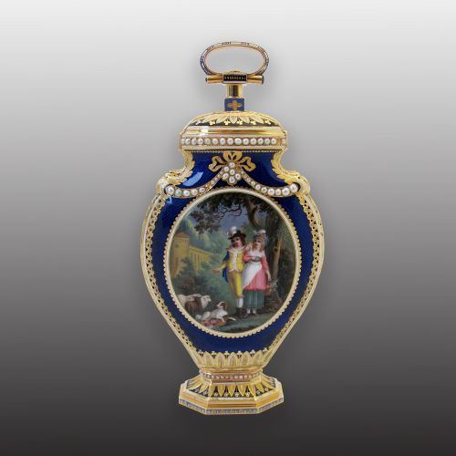 Jaquet Droz Gold and Painted Enamel Pendant Watch (Morning Walk)  ​