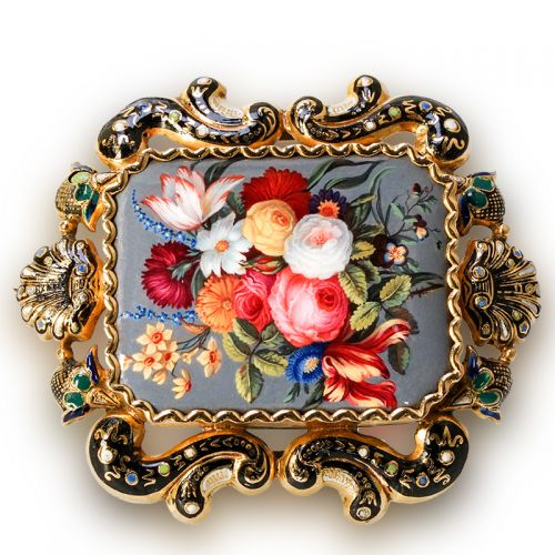 18K Gold and Enamel Brooch