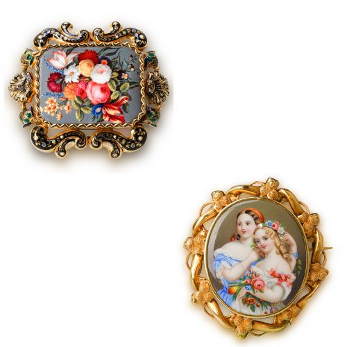 Two Enamel Brooch