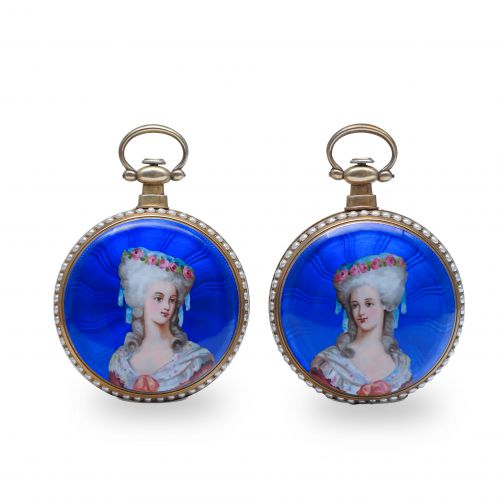 19th Century Pair of Chinese Market Pocket Watches (The Western Lady)
