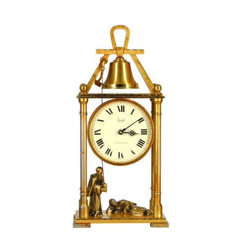 Imhof Gilt Brass Striking Clock with Automaton