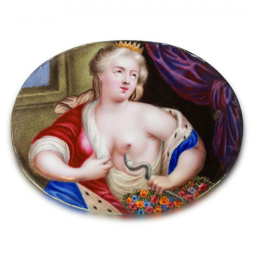 Oval-Shaped Painted on Enamel Plaque