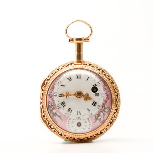 19th Century Tricolored Gold  Pendant Watch with Pearls - 副本