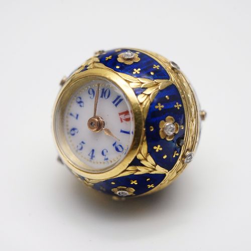 18K Gold Enamel Ball-Form Watch