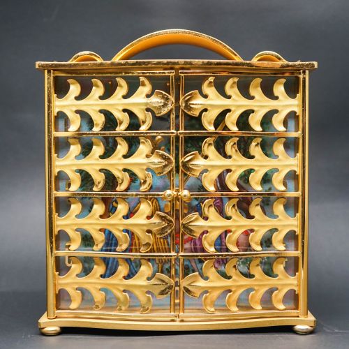 20th Century Swiss Gilt Brass and Enamel Clock