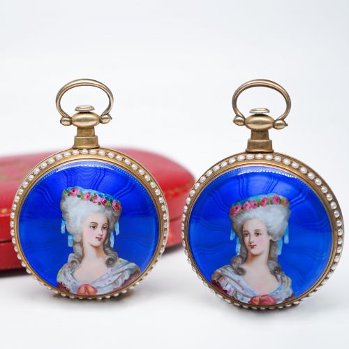 19th Century Pair of Chinese Market Pocket Watches (The Western Lady)