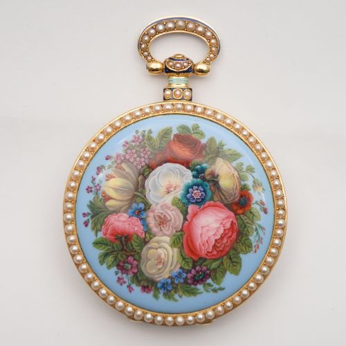 Voumard Enamel Painting Chinese Market Pocket Watch