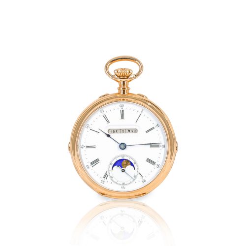 Tempora 18K Pink Gold Jumping Full Calendar Pocket Watch