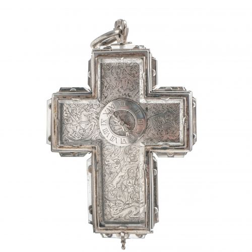 十七世紀銀製水晶十字架錶